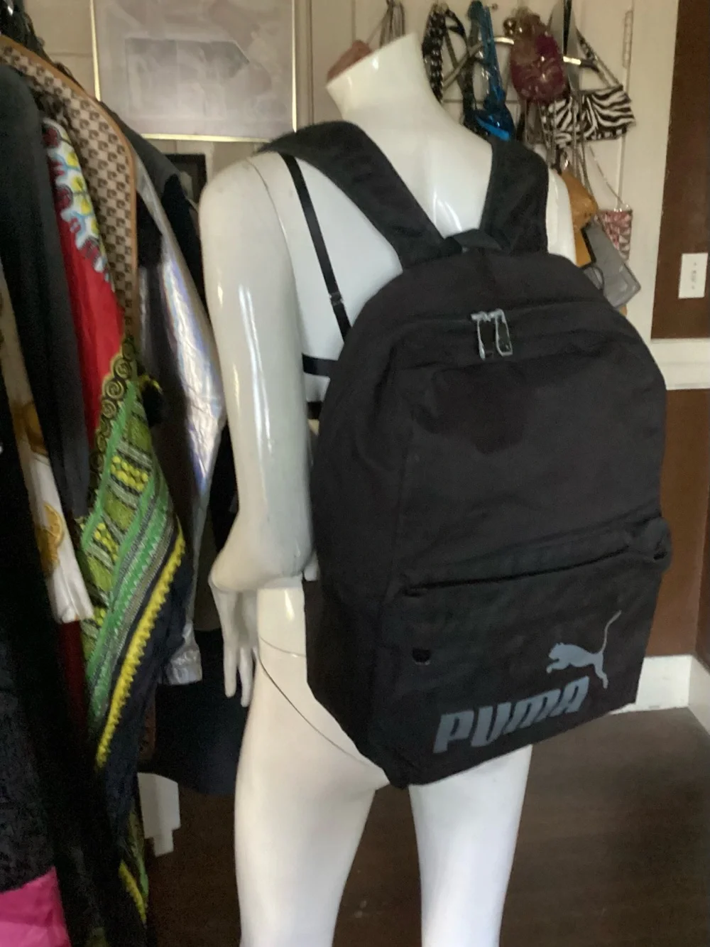 Puma Black Backpack with Gray Logo for Men